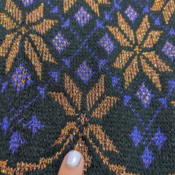 Vintage  Rose Sparkle Black Gold Indigo Purple Snowflake Floral Small - Picture 7 of 9